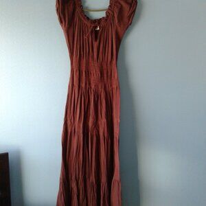 Newport News Summer Dress Gauze Size 6 Brown